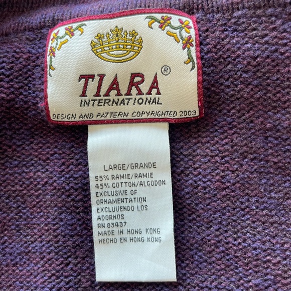 Tiara size large zip front cardigan plum fair isle layer career work fall winter - Picture 14 of 16